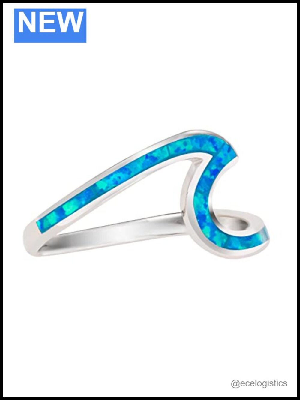 925 Sterling Silver Created Opal Wave Ring Wedding Band Hawaii Nickel Free